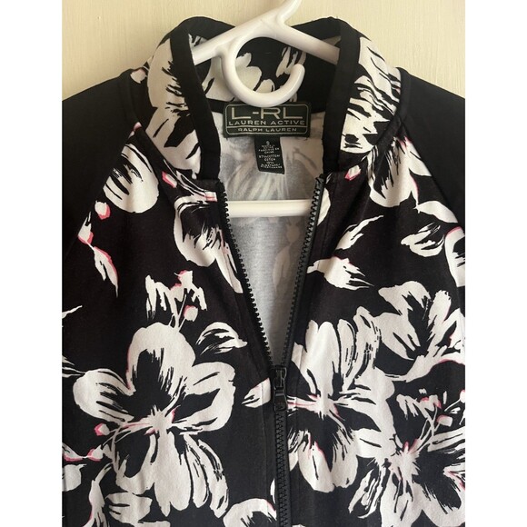 Lauren Ralph Lauren Active Womens Track Golf Running Jacket Black Floral Small - Picture 3 of 12